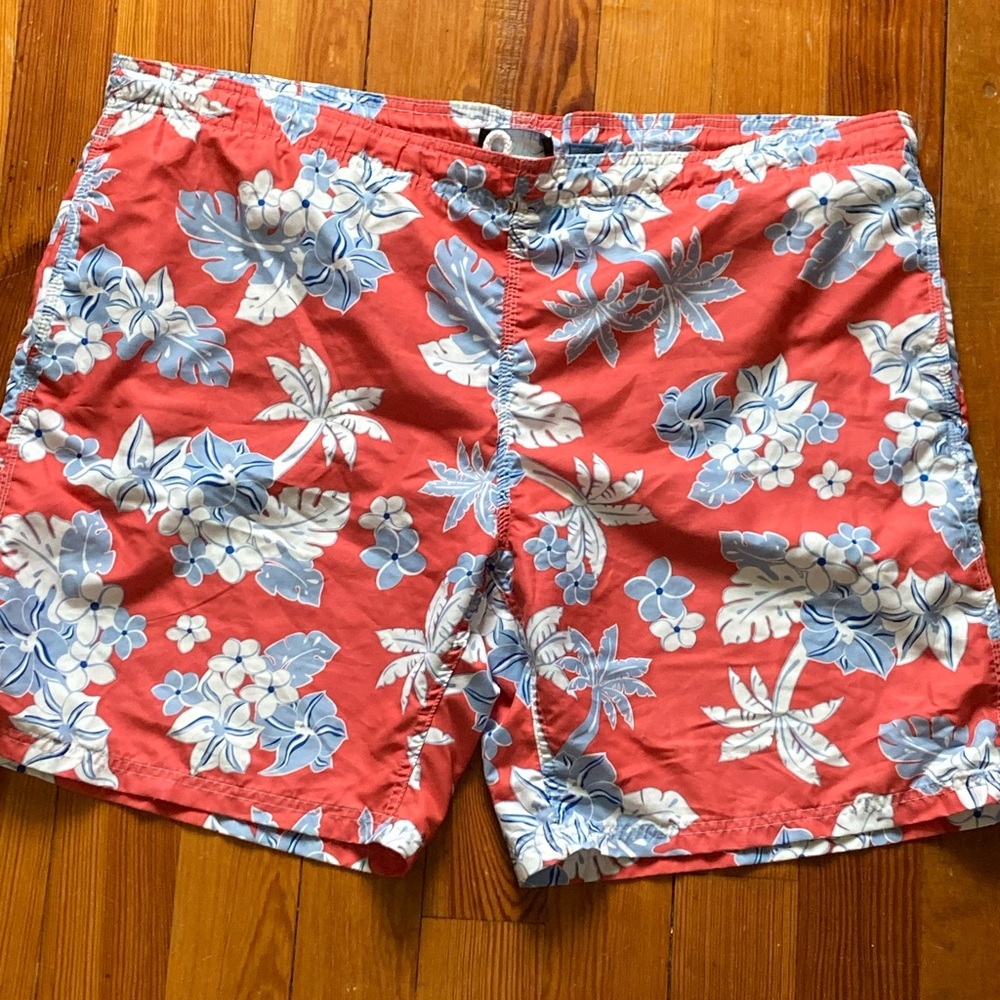 Kanu Surf 9” Red and Blue Floral Swim Trunks